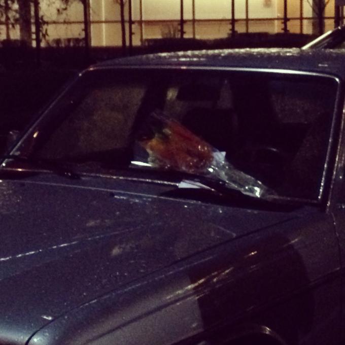 Random Act #5: Left flowers on a car in the ER parking lot at Overlake Hospital