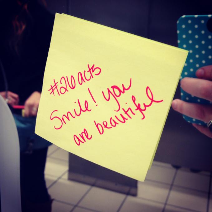 Random Act #25: Left encouraging messages on bathroom mirrors