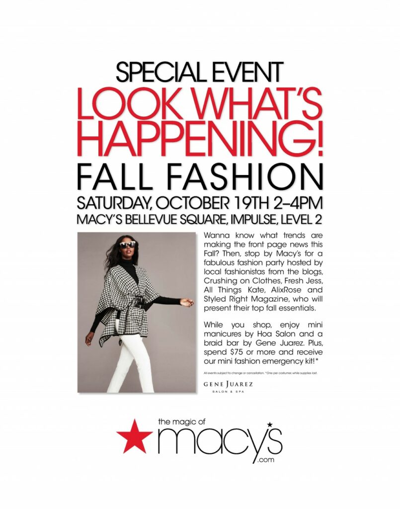 Fall Fashion Essentials Event at Macy's Bellevue Square All Things Kate