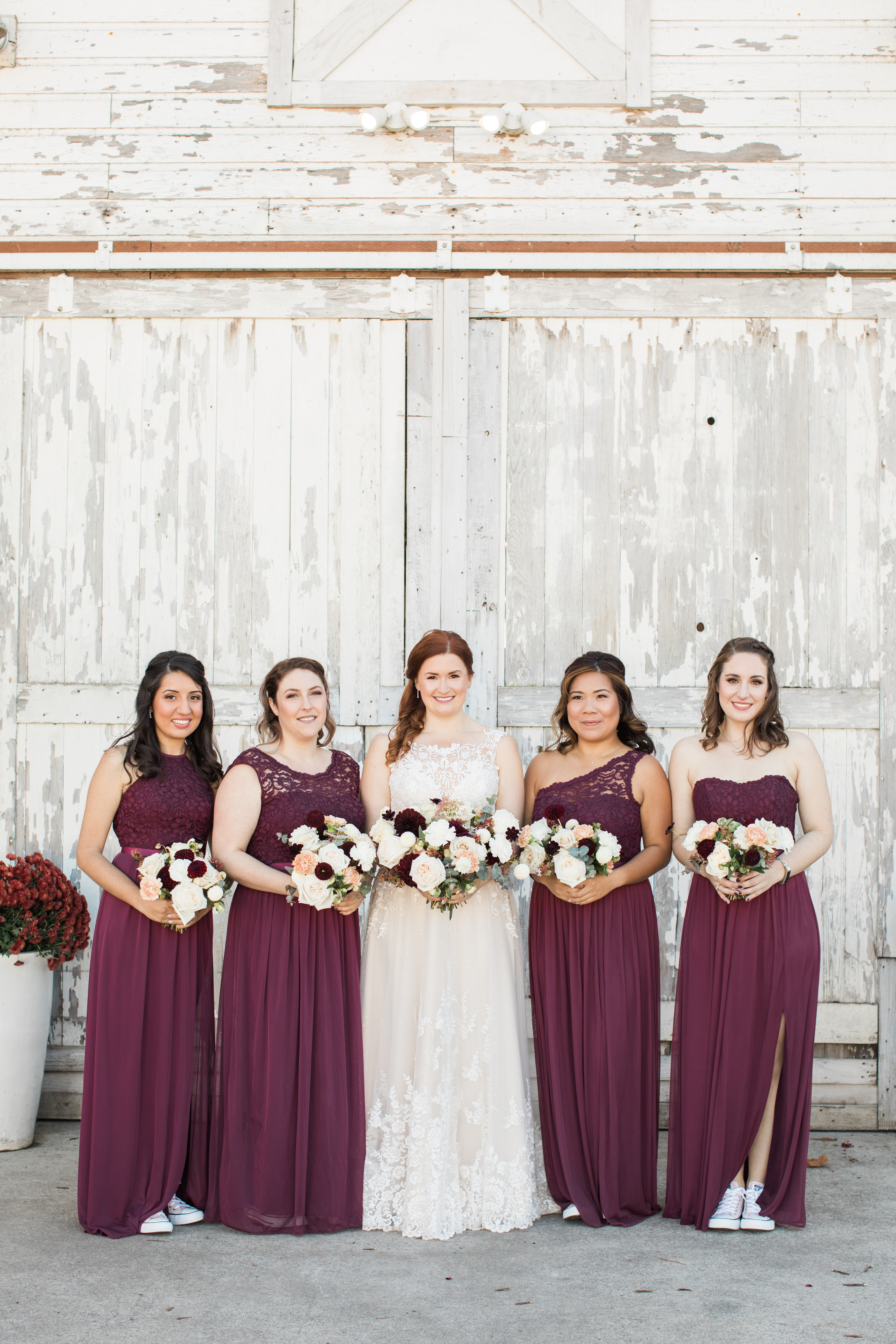 wedding party with converse shoes